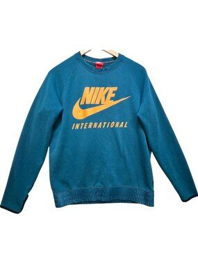 Nike Men's International Crew Neck Pullover Sweatshirt Long Sleeve Size M Teal